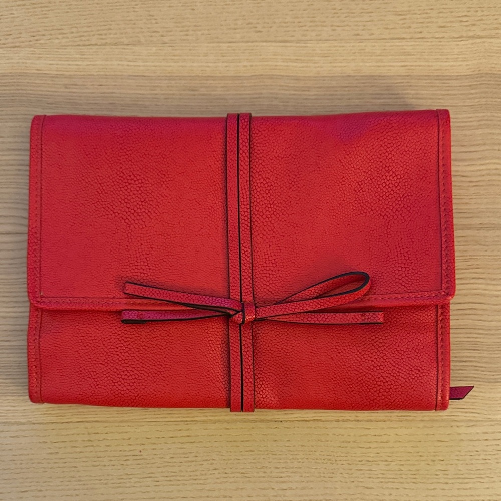 Stella & Dot Red Jewelrey Storage Clutch/ Organizer with Bow Accent